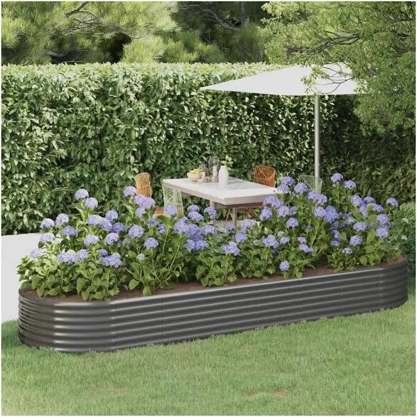 Garden Raised Bed Powder-coated Steel 322x100x36 cm Grey