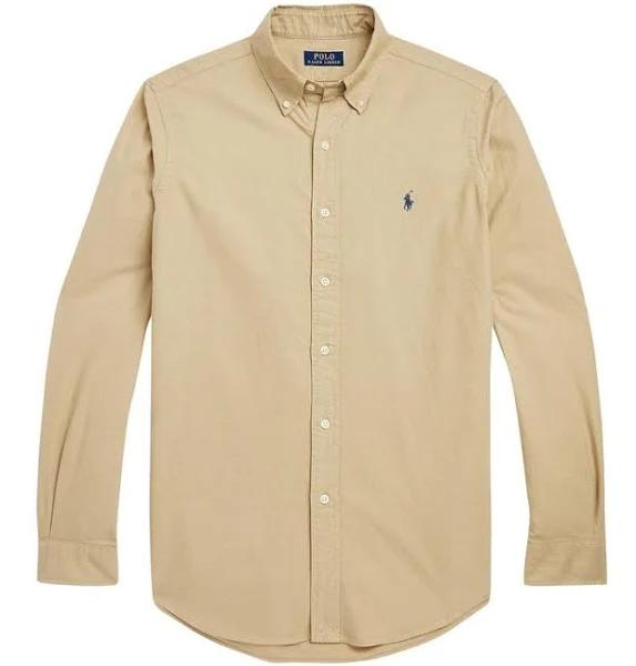 Polo Ralph Lauren Classic Fit Garment-Dyed Oxford Shirt in Beige M