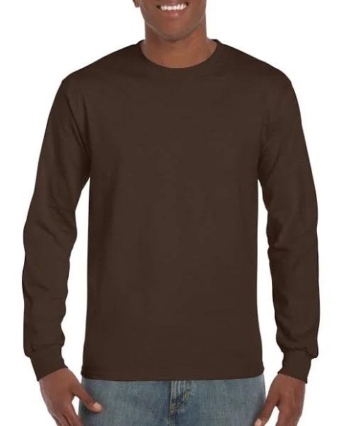 Gildan 2400 Ultra Cotton Long Sleeve T-Shirt Dark Chocolate - Size: XL