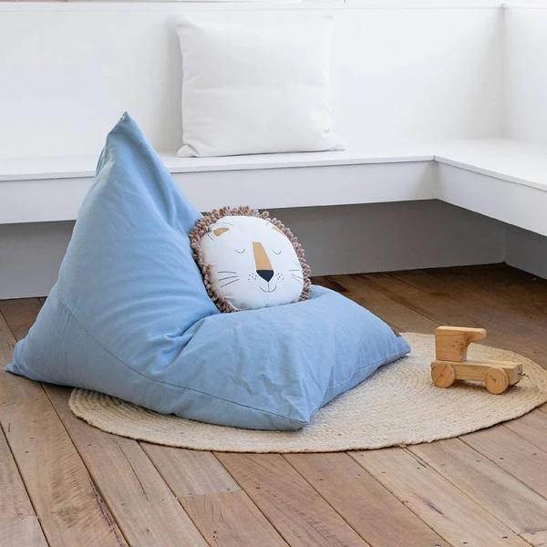 Mini Kids Bean Bag Triangle | Baby Blue | Playroom Chair by Mooi Living