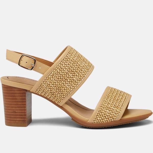 Hush Puppies Lovren Heeled Sandal in Light Brown Weave Brown 6