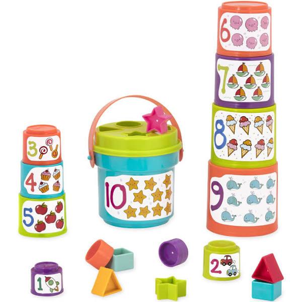 Battat Sort & Stack Nesting Cups Educational Stacking Cups with Numbers and SH