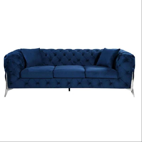 Grand Tufted Lounge - Blue Velvet - Gold Legs