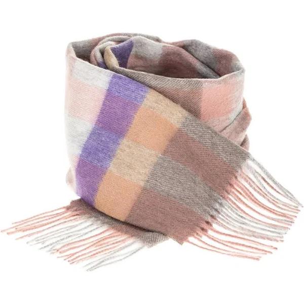 Edinburgh 100% Lambswool Scarf Giant Chequer Dark Pink and Purple 2468 One Size