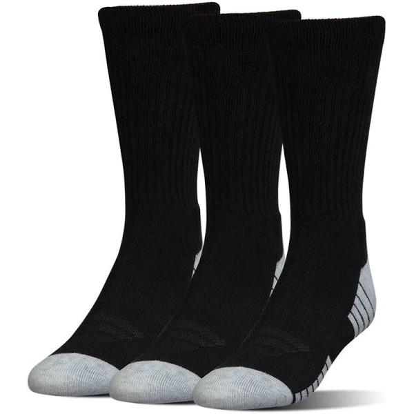 Under Armour Adult HeatGear Crew Socks 3-Pack Black XL