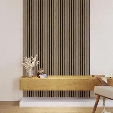 Agoran 270cm Acoustic Wood Slat Wall Panel - 2 of Set Teak