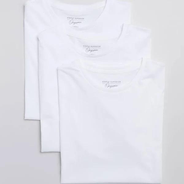 Staple Superior - Men's White Basic T-shirts - Organic Basic Slim Fit Tee 3-Pack - Size XXL at The Iconic