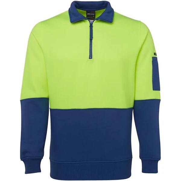 JB's Wear - Hi Vis 1/2 Zip FLEECY-Lime / Maroon-4XL