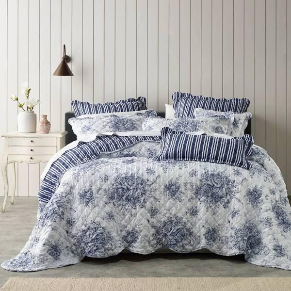 Bianca Amorette Blue Polyester Bedspread Set King