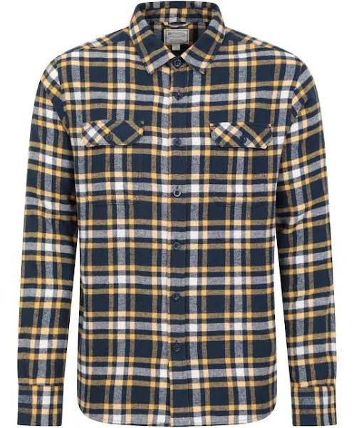 Mountain Warehouse Trace Mens Flannel Long Sleeve Shirt - Blue | Size XXS