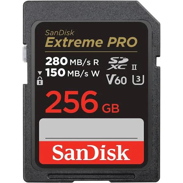 SanDisk Extreme Pro SD Card 256GB SDXC UHS-II Memory Card 6K Video SDSDXEP-256G