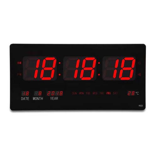 LED Calendar and Temperature Wall Clock - 45X24X3cm