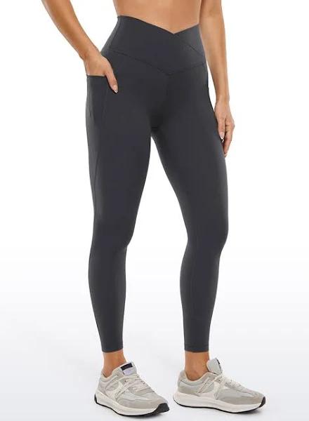 CRZ Yoga Butterluxe Womens Crossover Waist Leggings with Pockets 25" Mysterious Grey / L