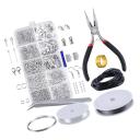 PP OPOUNT Jewelry Findings Set Jewelry Making Kit Jewelry Findings Starter Kit Jewelry Beading Making and Repair Tools Kit Pliers Silver Beads Wire