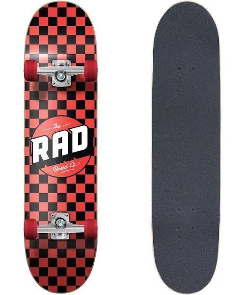 Rad Complete Dude Crew 7" x 30" Skateboard - Checkers Black / Red