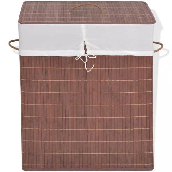 Bamboo Laundry Bin Rectangular Brown