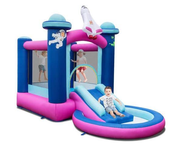 Costway Kids Inflatable Jumping Castle Space-themed Bounce House No Blower