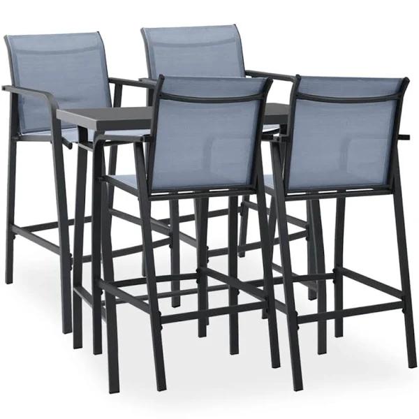 vidaXL 5 Piece Garden Bar Set Black and Grey