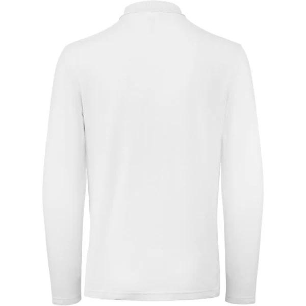 B&C Collection Mens Long Sleeve Polo Shirt White XL