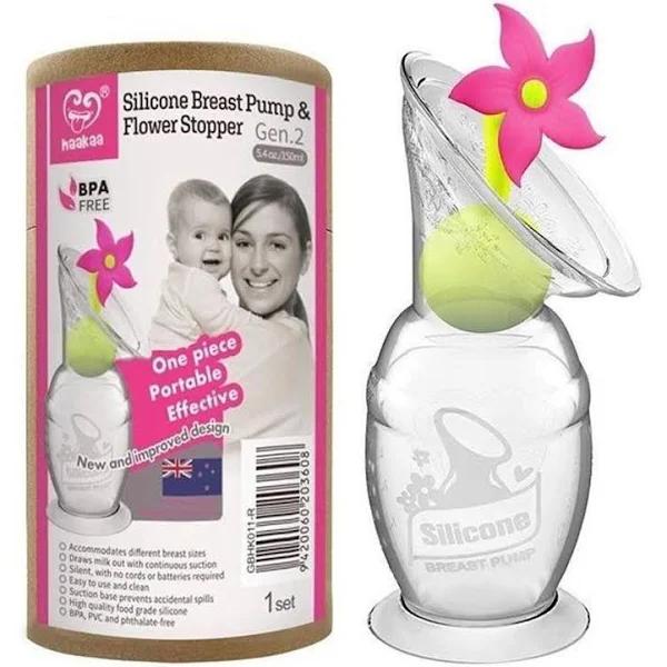 Haakaa Silicone Breast Pump & Flower Stopper Pink