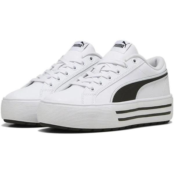 Puma Kaia 2 White Black Leather Sneakers White Black Womens Sneakers Casuals Shoes