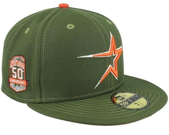 New Era - MLB Green Fitted Cap - Houston Astros Grounded 59Fifty Dark Green/Orange Fitted @ Fitted World by Hatstore