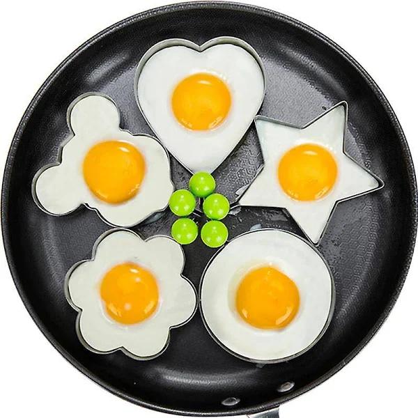 Set of 5 Stainless Steel Egg Rings Cookie Cutter Pancake Moulds - One Size - AfterPay & zipPay Available