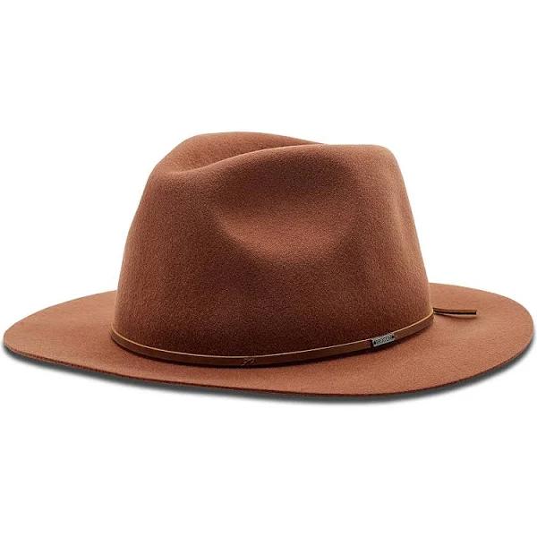 Brixton Mens Wesley Packable Fedora Caramel Brown Size Large