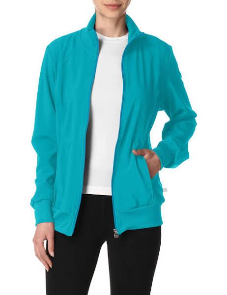 Cherokee 2391a Zip Front Warm-Up Jacket, 95% Poly 5% Spandex , Infinity - Teal Blue, 2XL