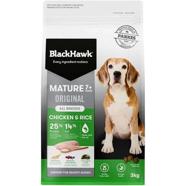 Black Hawk Mature Chicken & Rice Dog Food 3kg