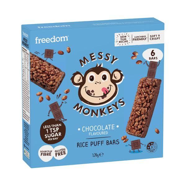 Messy Monkeys Chocolate Rice Puff Bar 6x20g