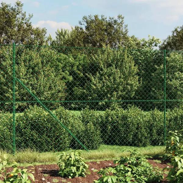 vidaXL Chain Link Fence Green 1.4x10 M