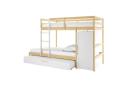 Aron Bunk Bed With Cabinet And Trundle - White Natural