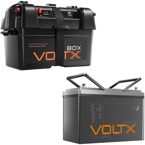 VoltX 12V 100Ah Lithium Battery Lifepo4 + 12V Battery Box With 2xUSB - by Outbax