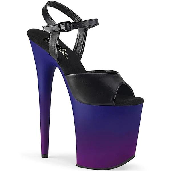 FLAMINGO-809BP Black Faux Leather/Blue-Purple Ombre Platform Sandal 10