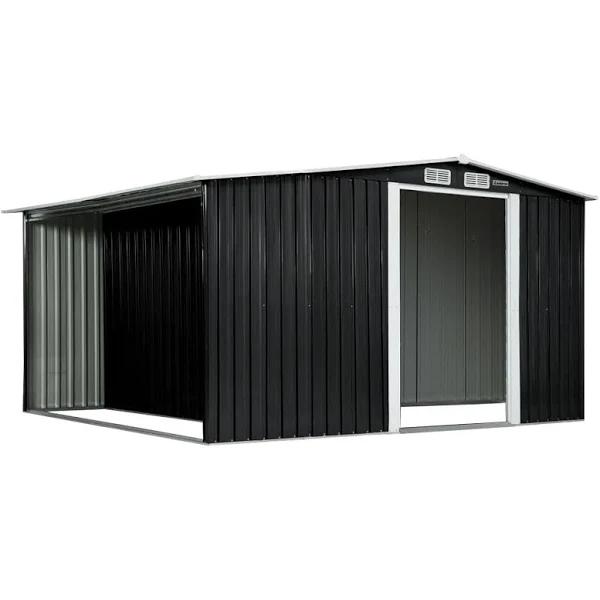 Wallaroo Garden Shed With Semi Close Storage 6*8FT Black