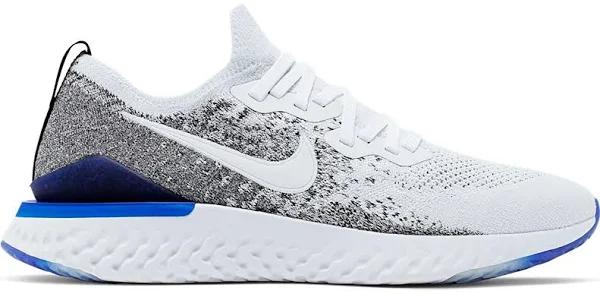 Nike Epic React Flyknit 2 White Black Racer Blue