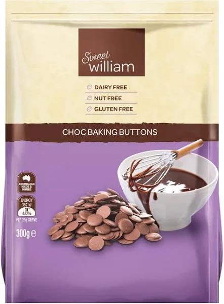 Sweet William Baking Buttons Choc 300g