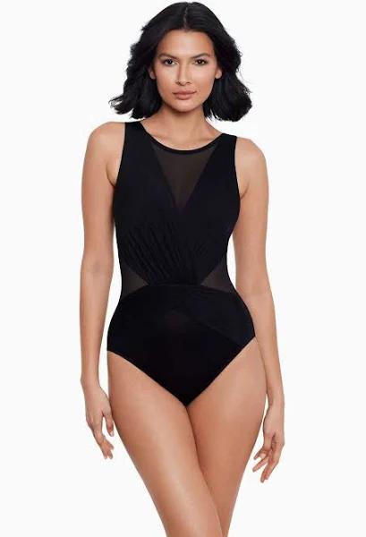 Miraclesuit Swim Illusionists Palma Shaping High Neck Swimsuit - Black - 12