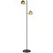 LEDlux Blakely Led Dimmable 2 Light Floor Lamp in Black and Brushed Brass