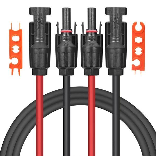 Solar Extension Cable 12Awg, Solar Cables 6m (20Ft), Solar Panel Extension Cable 4mm2 With Male and Female Connectors