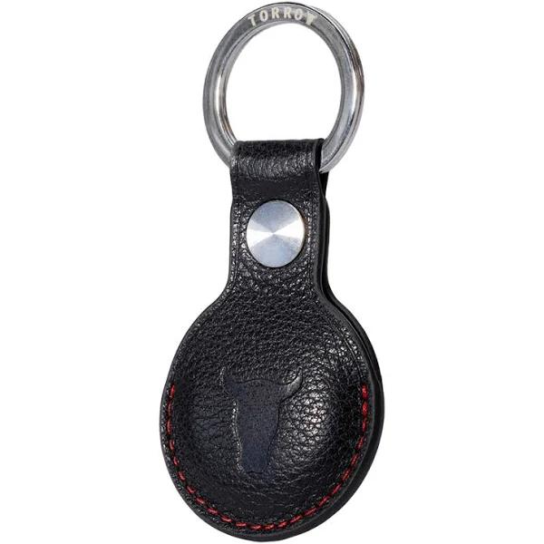 TORRO Airtag Keyring – Genuine Leather Airtag Holder with Brushed Metal Ring