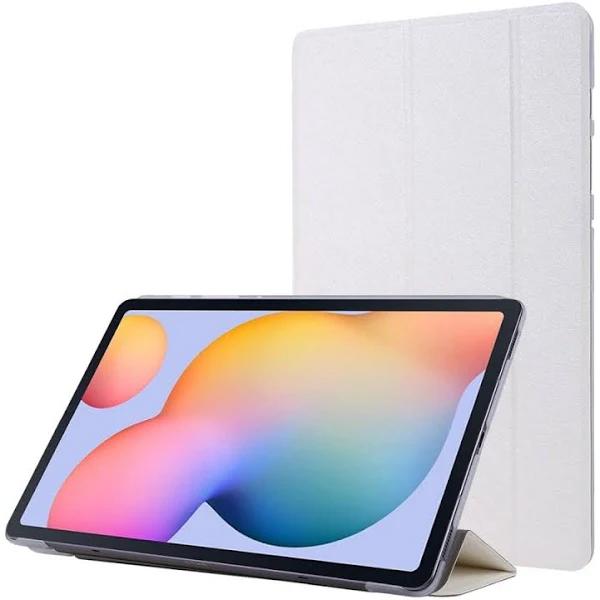 for Samsung Galaxy Tab S8 (2022)/Tab S7 (2020) Case, Silk Magnetic PU Leather Case, Stand, Pen Slot, White