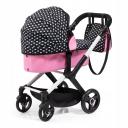 Bayer Xeo Compact Doll Pram - Pink w/White Hearts & Pink Bow New