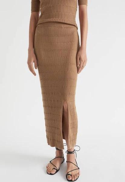 Seed Heritage Jacquard Knit Midi Skirt Brown M