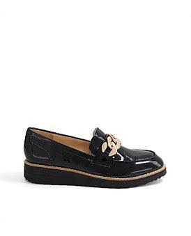 David Jones Midas Osie Patent Leather Loafers in Black, Size 37 EU