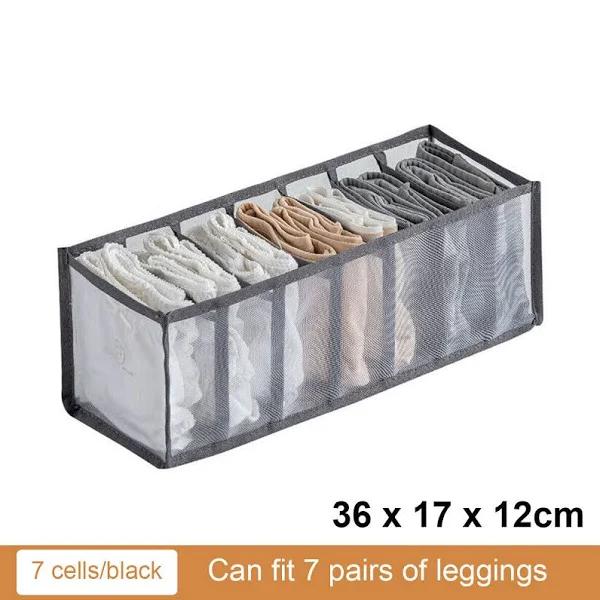 7 9 Clothes Organiser Wardrobe Storage Box Clothing Drawer Divider Mesh Closet Black 7 Grids S