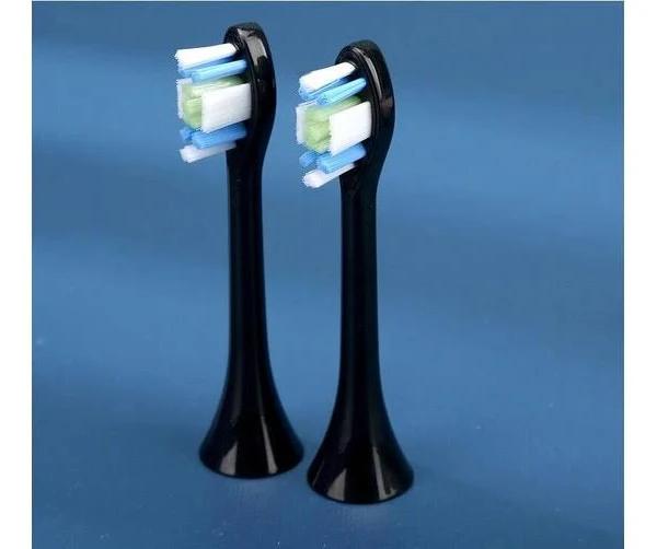 2pcs Replacement Black Toothbrush Heads for Automatic Electric Sonic Toothbrush Deep Cleaning Tooth Brush Heads