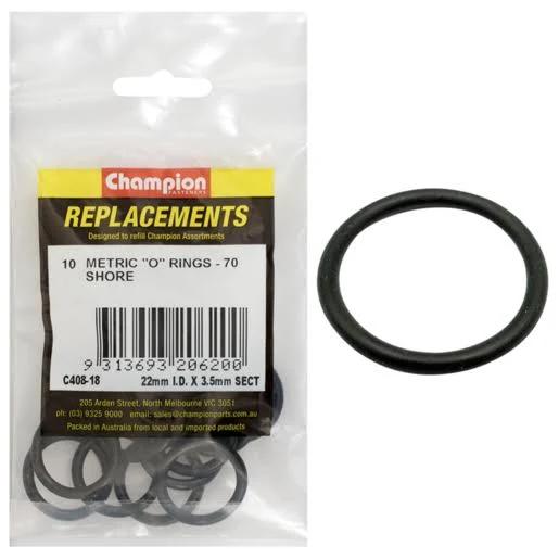 Champion Fasteners O Ring Nitrile Rubber 70 Shore 22mm x 3.5mm Refill Pack C408-18