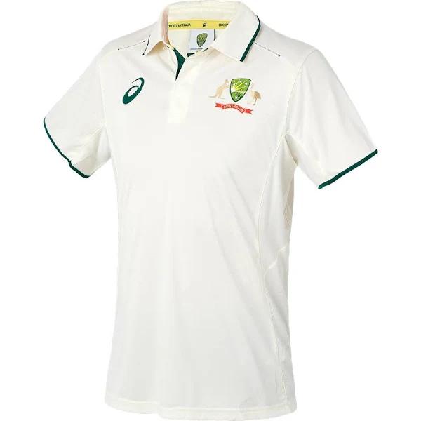 ASICS Men's Cricket Australia Replica Test Shirt - Cream S